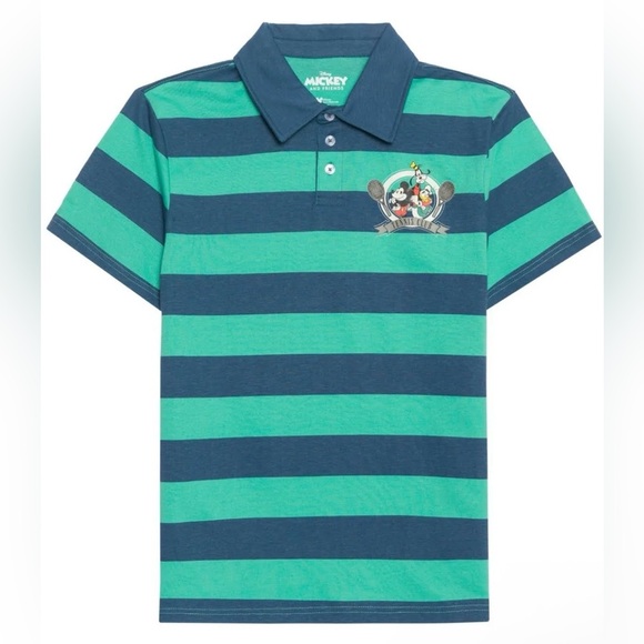 Disney Men's Mickey Mouse Short Sleeve Polo Shirt Blue Size Medium NWOT - Picture 1 of 7